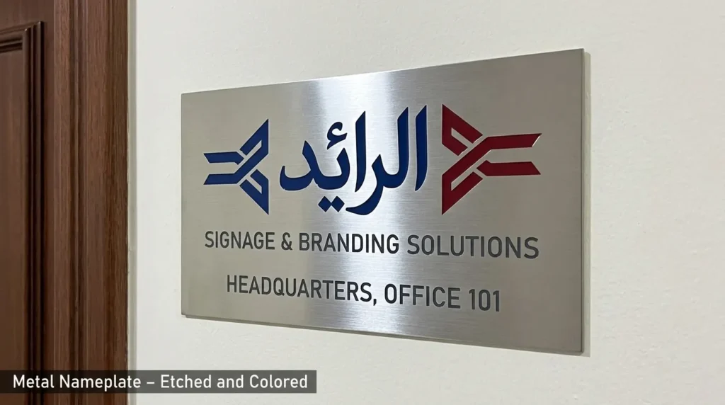 Metal Nameplate – Etched and Colored